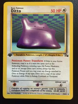 Ditto 18/62 Rare - Fossil - 1st Edition - Pokemon WOTC - Image 1