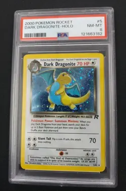 Pokemon Dark Dragonite HOLO Team Rocket 5/82 PSA 8 NM-MT Vintage - Image 1