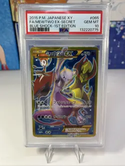 2015 Pokemon Full Art Mewtwo EX Secret Rare 1st Edition PSA Gem Mint 10 #065 - Image 1