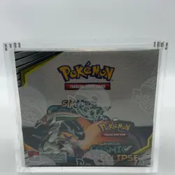 Pokemon TCG Sun & Moon Cosmic Eclipse Booster Box Sealed w/ Acrylic Case - Image 1