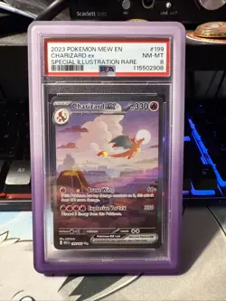 Pokemon TCG Charizard EX 199/165 151 Special Illustration Rare PSA 8 W/ Guard - Image 1