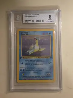 1999 Pokemon TCG BGS 8 Graded Lapras Fossil #10 1st Edition 💪 8 RegradeU - Image 1