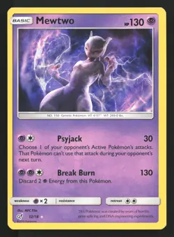 Mewtwo 12/18 Detective Pikachu Holo Rare Pokemon Card - Image 1
