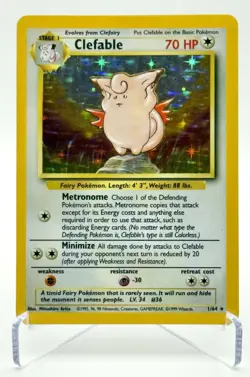 Pokemon TCG Clefable Holo Rare 1/64 Jungle Set WOTC No Symbol Error - Image 1