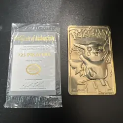 Pokemon Pikachu 23k Gold Plated Trading Card 1999 Nintendo #25 with Certificate - Image 2