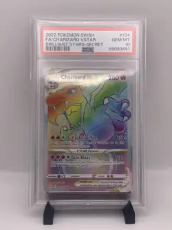 2022 Pokemon SWSH Brilliant Stars Secret #174 FA Charizard VStar PSA 10 GEM MINT - Image 1