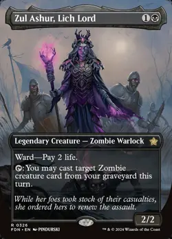 MTG Zul Ashur, Lich Lord - Foil - Borderless, Foundations, Lightly Played, Engli - Image 1