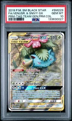 2019 Pokemon SM Black Star Promo #SM229 Full Art Venusaur And Snivy GX PSA 10 💎 - Image 1