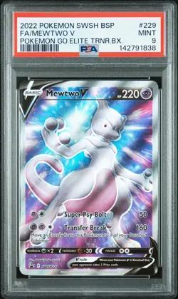 2022 Pokemon Swsh Black Star Promo Mewtwo V Fa Pokemon Go ETB PSA 9 #229 - Image 1