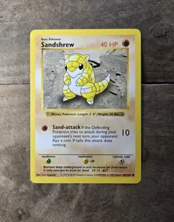 1999 Pokemon TCG - Sandshrew - Base Set - Shadowless - MP - 62/102 - Image 1