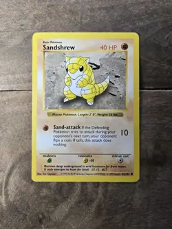 1999 Pokemon TCG - Sandshrew - Base Set - Shadowless - MP - 62/102 - Image 1