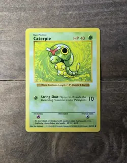 1999 Pokemon TCG - Caterpie - Base Set - Shadowless - MP - 45/102 - Image 1