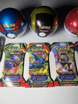 Pokemon TCG PokeBall Tin & Pokemon Unova Tin & Pokemon Phantasmal Flames 4x Pack - Image 3