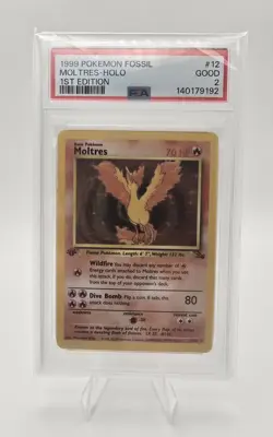 Pokemon Moltres Fossil 1st Edition Holo Rare #12 PSA 2 - Image 1