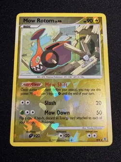 Pokemon TCG Mow Rotom RT4 Rising Rivals Reverse Cracked Ice Holo LP - Image 2