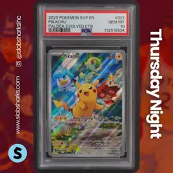 2023 POKEMON SV BLACK STAR PROMO PALDEA EVOLVED ETB PROMO #027 PIKACHU PSA 10 - Image 1