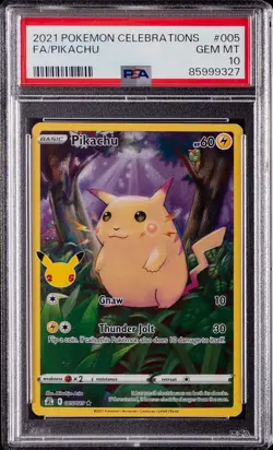 2021 POKEMON CELEBRATIONS #005 FULL ART/PIKACHU PSA 10 - Image 1