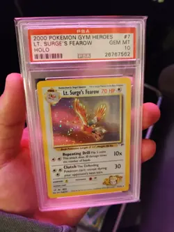 PSA 10 Pokemon TCG Lt. Surge's Fearow Gym Heroes 7/132 Holo Edition Holo Rare - Image 1