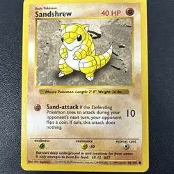Pokemon TCG Sandshrew Base Set 62/102 Regular Shadowless Common - Image 1