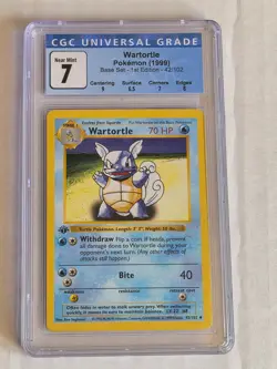 [CGC 7 NEAR MINT] 1999 Pokemon Base Set Shadowless 1st Edition Wartortle #42/102 - Image 1