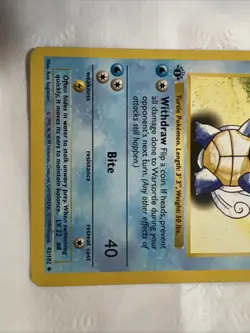 Wartortle Pokemon 1st Edition Base Set 42/102 LP Non-Holo Shadowless Uncommon - Image 2