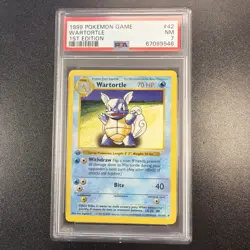 Pokemon 1999 1st Edition Wartortle Base Set Shadowless #42/102 PSA 7 NM JY - Image 1