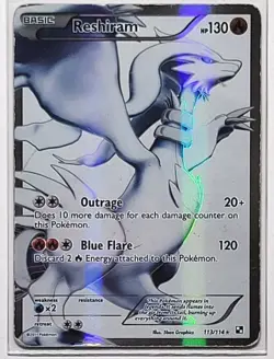 2011 Pokemon - Reshiram Full Art 113/114 B&W Holo MP-HP - Image 1