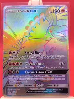 Ho-Oh GX SM80 Sun & Moon Textured Full Art Rainbow Ultra Rare Promo Pokemon Card - Image 1