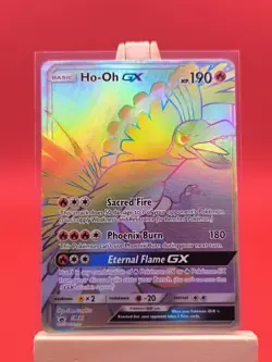 Ho-Oh GX SM80 Sun & Moon Textured Full Art Rainbow Ultra Rare Promo Pokemon Card - Image 2