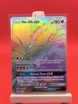 Ho-Oh GX SM80 Sun & Moon Textured Full Art Rainbow Ultra Rare Promo Pokemon Card - Image 3