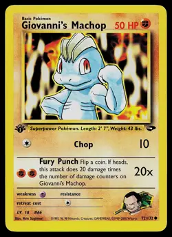 Pokemon Card - Giovanni's Machop Gym Challenge 72/132 Common 1st Edition - Image 1