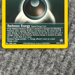 Vintage Pokemon Neo Genesis Darkness Energy 104/111 Rare LP - Image 4