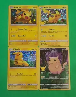 Pokemon Alternate Art Pikachu Holographic Cards Lot Of 4 N Mint Condition Nice! - Image 1