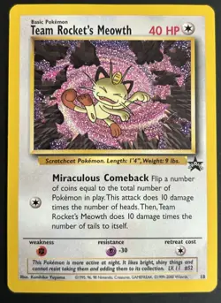 Pokemon TCG Team Rocket's Meowth 18/53 Wotc Promo LP - Image 1
