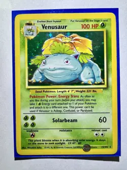 Venusaur 15/102 Base Set Unlimited 1999 Holo Rare Vintage Pokemon Card - Image 1