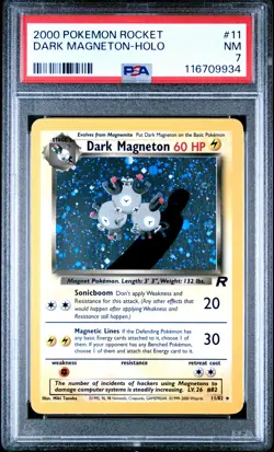 2000 Pokemon Rocket #11 Dark Magneton-Holo PSA 7 - Image 1