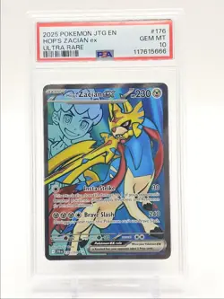 HOP'S ZACIAN EX 2025 POKEMON JOURNEY ULTRA RARE HOLO 176/159 PSA 10 Q1173 - Image 1