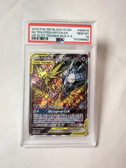 2019 POKEMON SM BLACK STAR PROMO FULL ART/MOLTRES & ZAPDOS & ARTICUNO GX PSA 10 - Image 1