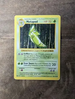 1999 Pokemon TCG - Metapod - Base Set - Shadowless - MP - 54/102 - Image 1
