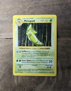 1999 Pokemon TCG - Metapod - Base Set - Shadowless - MP - 54/102 - Image 1