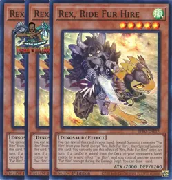 Yugioh! 3x Rex, Ride Fur Hire BPRO-EN017 Super Rare 1st Ed NM - Image 1
