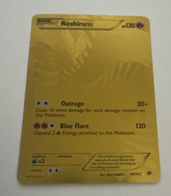 Reshiram 114/113 Legendary Treasures Holo SECRET RARE FULL GOLD CARD LP - Image 1