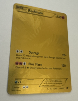 Reshiram 114/113 Legendary Treasures Holo SECRET RARE FULL GOLD CARD LP - Image 2