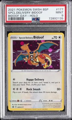 2021 POKEMON SWSH BLACK STAR PROMO BIDOOF DAY SPECIAL DELIVERY BIDOOF-HOLO PSA 9 - Image 1