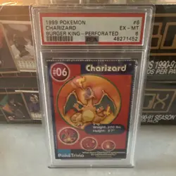 1999 Pokemon Charizard #6 Burger King - Perforated PSA 6 EX - MT - Image 1