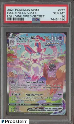 2021 Pokemon SWSH Evolving Skies #212 Full Art Sylveon VMAX Secret PSA 10 - Image 1