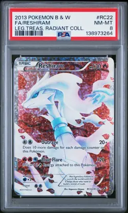 Pokemon PSA 8 Reshiram RC22/RC25 Legendary Treasures Radiant Collection NM-MT - Image 1