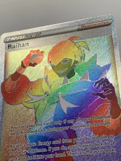 Pokemon Card Raihan (Secret) 224/203 Evolving Skies Rainbow Holo Texture Rare - Image 4