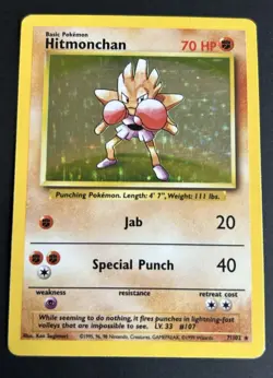 Pokemon TCG Hitmonchan 7/102 Base Set Holo MP - Image 1