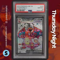2023 POKEMON SV OBSIDIAN FLAMES #215/197 CHARIZARD EX ULTRA RARE PSA 10 - Image 1